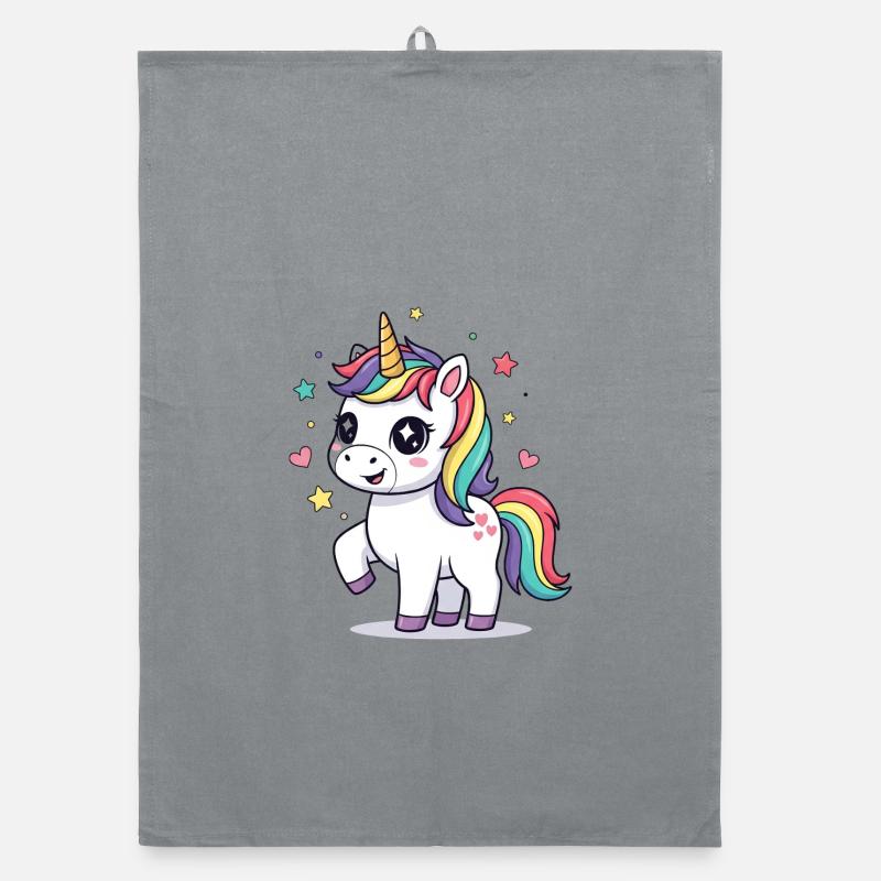 Verspieltes Einhorn mit Regenbogenmähne Organic Geschirrtuch
