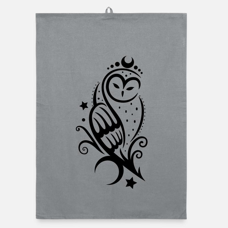 Eule Schneeeule Tattoo Organic Geschirrtuch