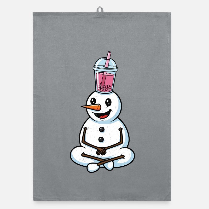 Schneemann mit Bubble Tea Organic Geschirrtuch