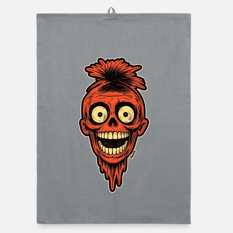 Crimson Skull Mohawk Maskottchen Organic Geschirrtuch