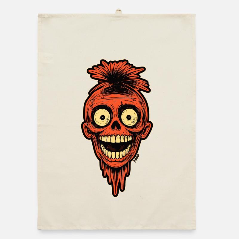 Crimson Skull Mohawk Maskottchen Organic Geschirrtuch