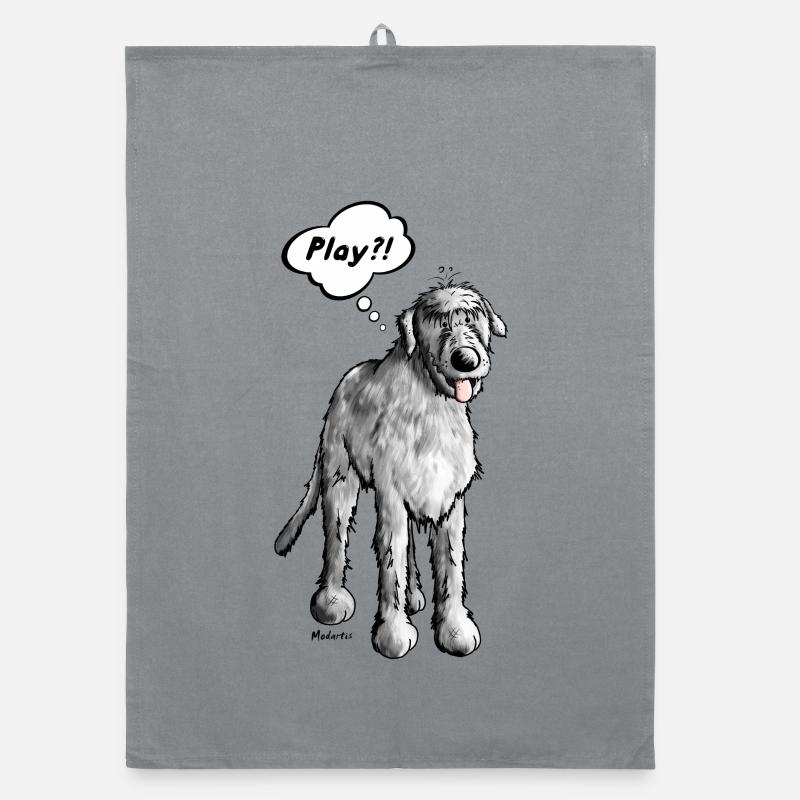 Irish wolfhound - cartoon - comic - funny Organic dish towel
