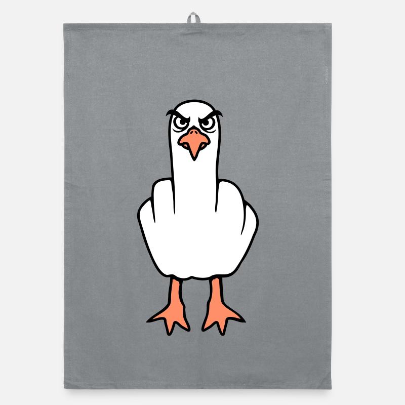 Seagull middle finger insult stinky finger naughty Organic dish towel