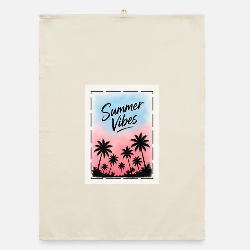 Estivale Style Retro Palmier Design Torchon bio