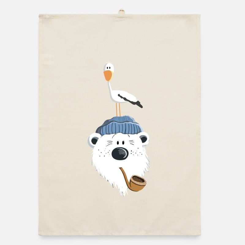 Bär mit Möwe Organic Geschirrtuch