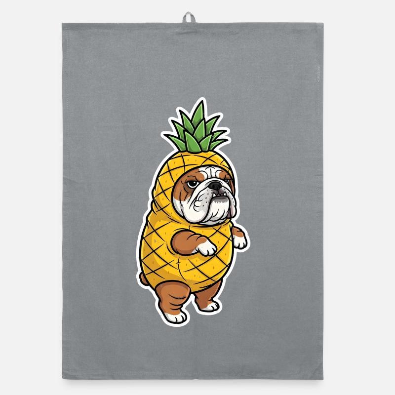 Bouledogue avec ananas Comic Shirt cadeau Torchon bio