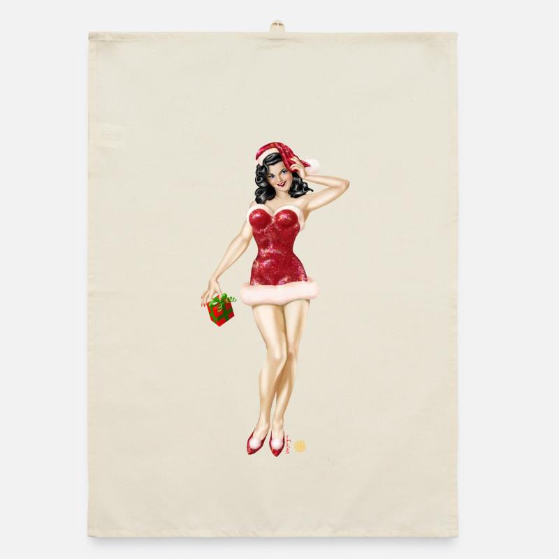 Santa Pin Up Organic Geschirrtuch