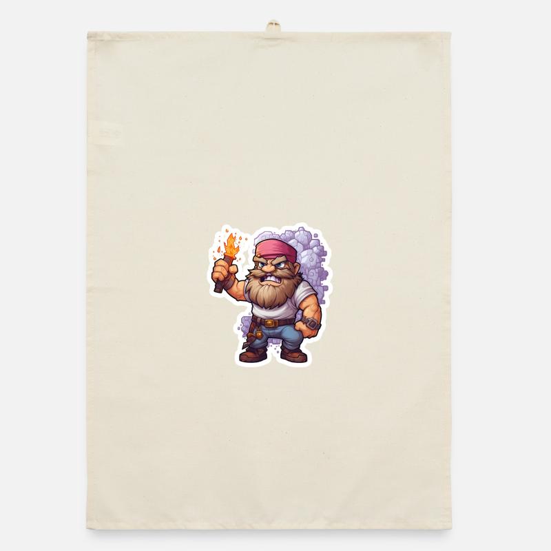 Pixel Dwarf With Torch Mining Game Shirt Organic dish towel