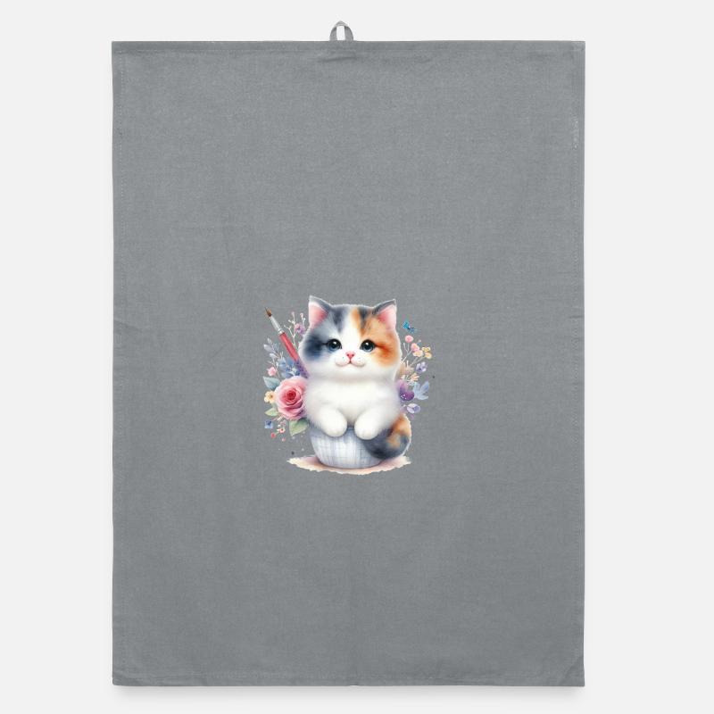 Chat mignon - Torchon bio - bruyère