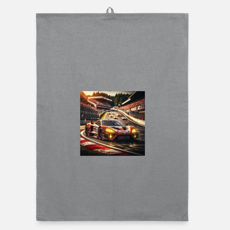 Voiture de course sur la piste de course - Torchon bio - bruyère