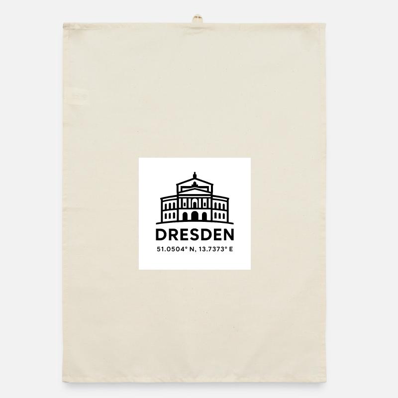 Dresden Skyline Line Style Coordinates Semperoper Organic dish towel