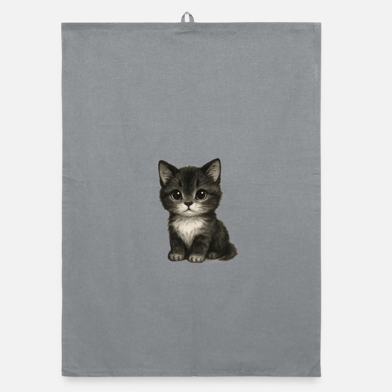 Chaton mignon dans un dessin mignon Torchon bio