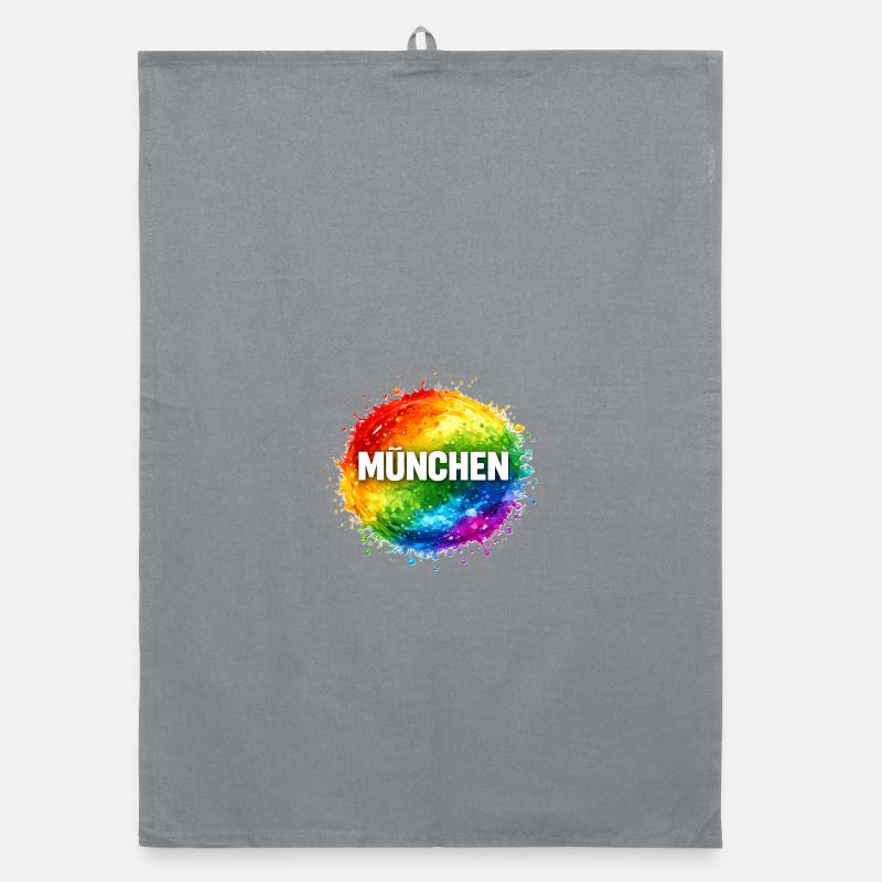 Bunter Farbsplash über München Organic Geschirrtuch