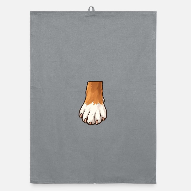 Conception de pattes de chien brunes blanches Torchon bio