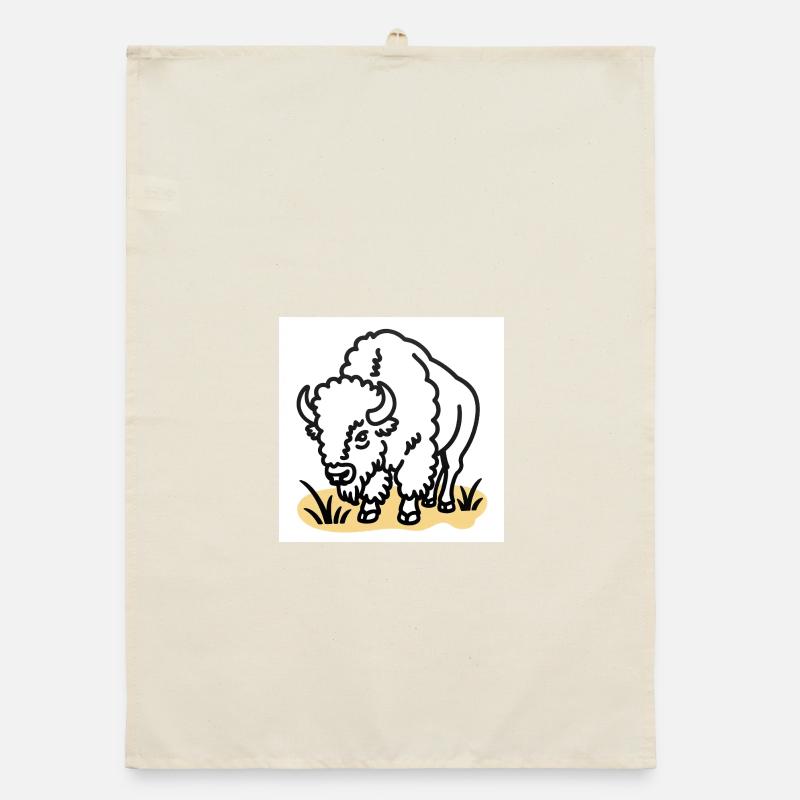 Bisons sur herbe jaune Torchon bio