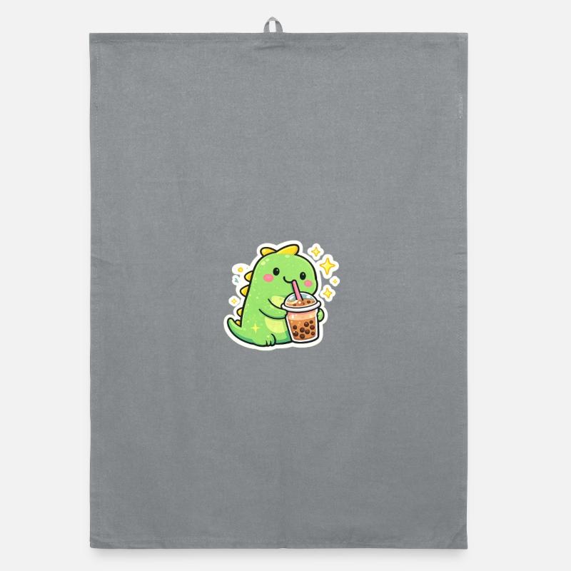 Dinosaure sucré avec bubble tea Torchon bio