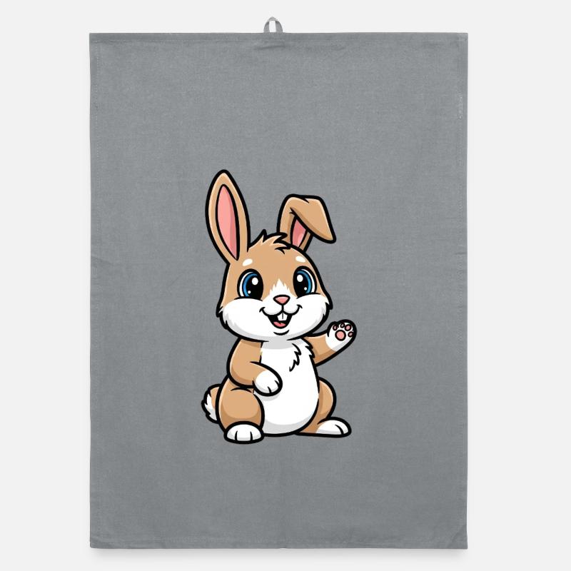 Cute Easter bunny with big eyes Organic dish towel
