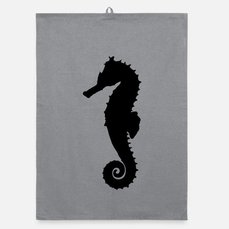 Seepferdchen schwarz Organic Geschirrtuch