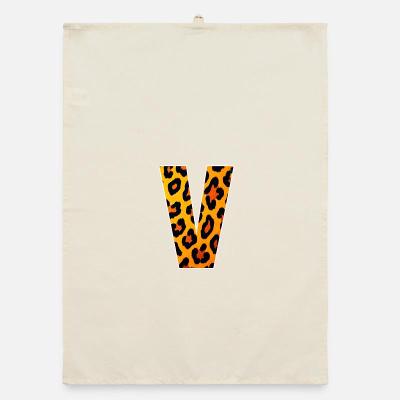 Leopard V Ornament Orange Organic dish towel