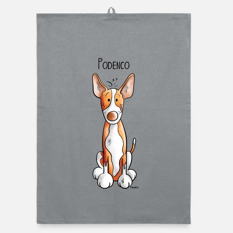 Lustiger Podenco - Organic Geschirrtuch - Grau