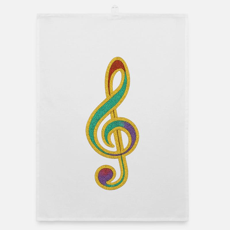 Buntes Glitzer-Violinschlüssel-Design - Organic Geschirrtuch - Weiß