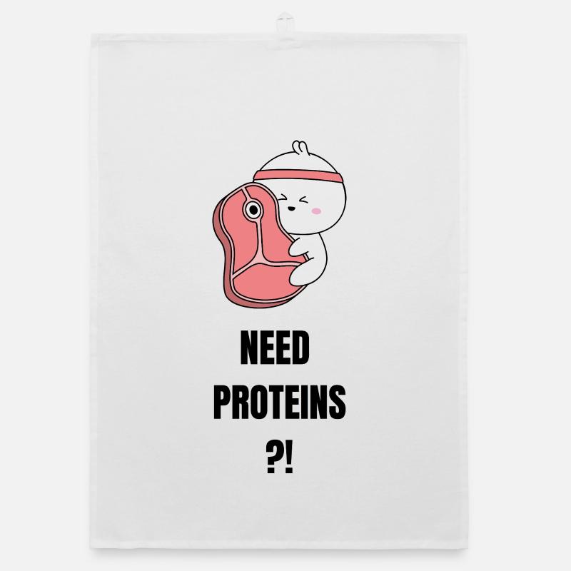 Need Proteins - Organic Geschirrtuch - Weiß