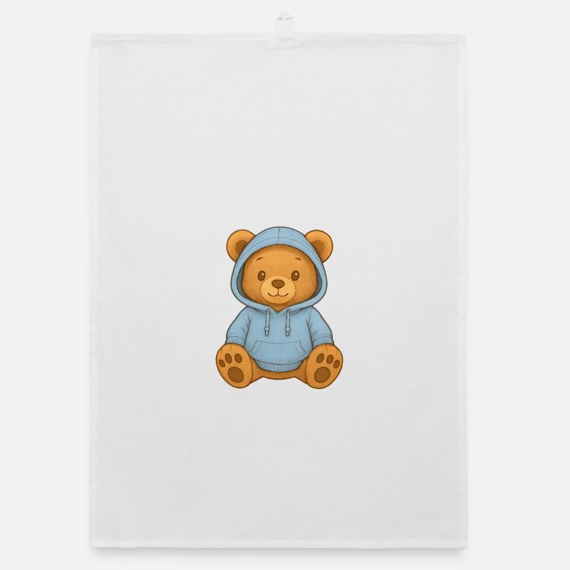 Ours mignon en sweat à capuche bleu Torchon bio