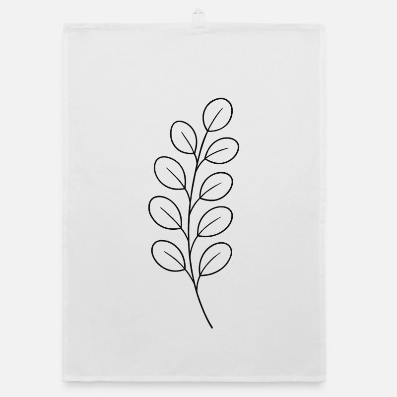Line Branch Leaf Design Organic dish towel