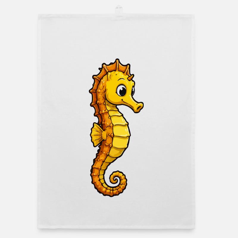 Hippocampe jaune en dessin animé Torchon bio