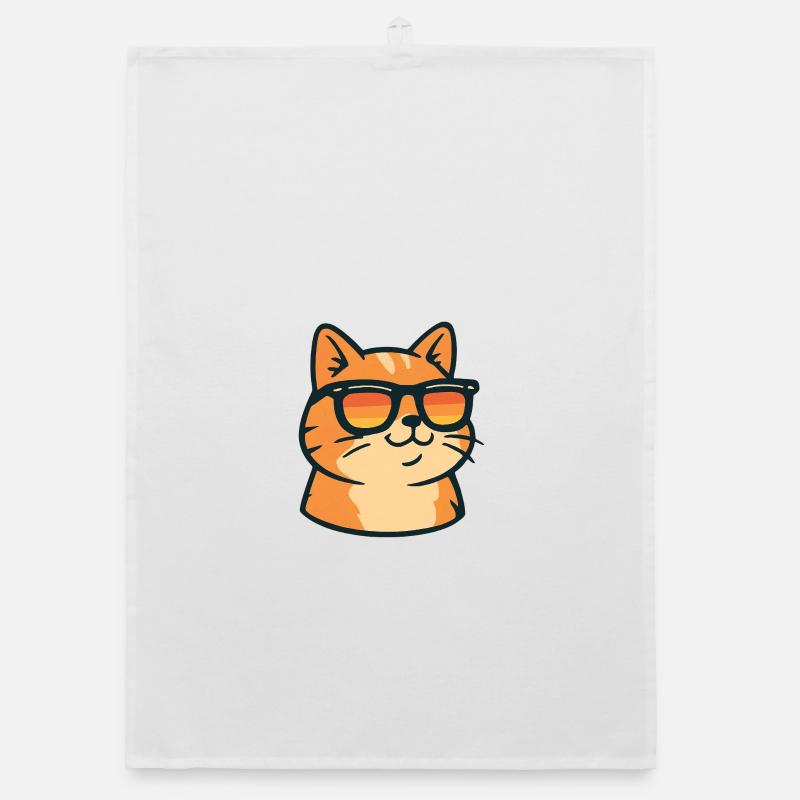 Katze mit Retro-Sonnenbrille Organic Geschirrtuch