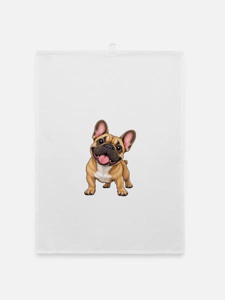 Kuschelbull: Herziger Bulldog-Charme - Organic Geschirrtuch - Weiß - Vorne