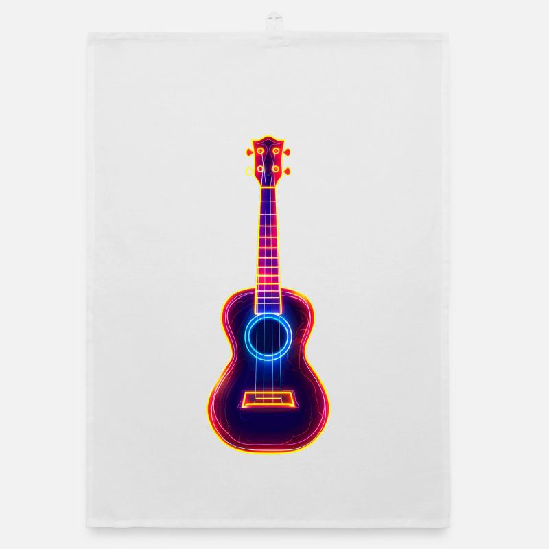 Retro Ukulele Synthwave Organic dish towel