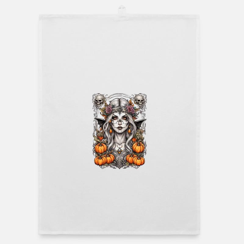 Moon Shadow Fairy with Pumpkins Organic dish towel