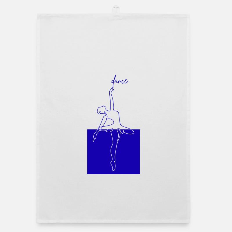 Blue Line Ballet Minimal Form Dancing Organic dish towel
