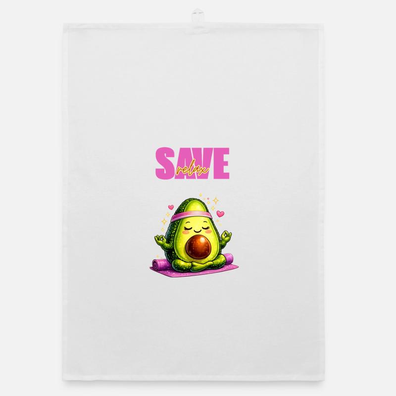 Avocado im Yoga-Flow auf Matte Organic Geschirrtuch