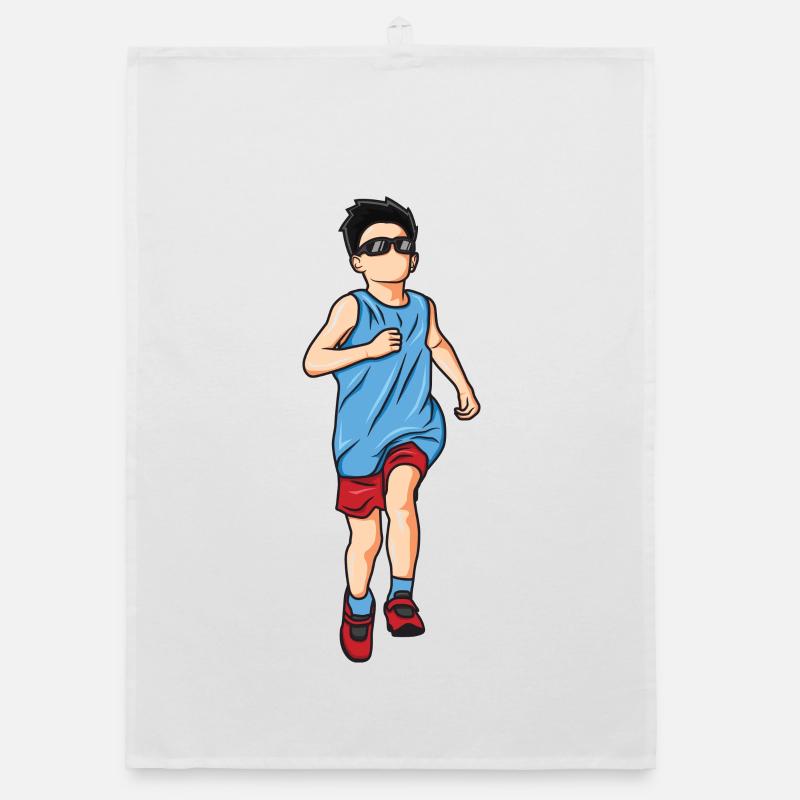 Running Boy Drawing Organic dish towel