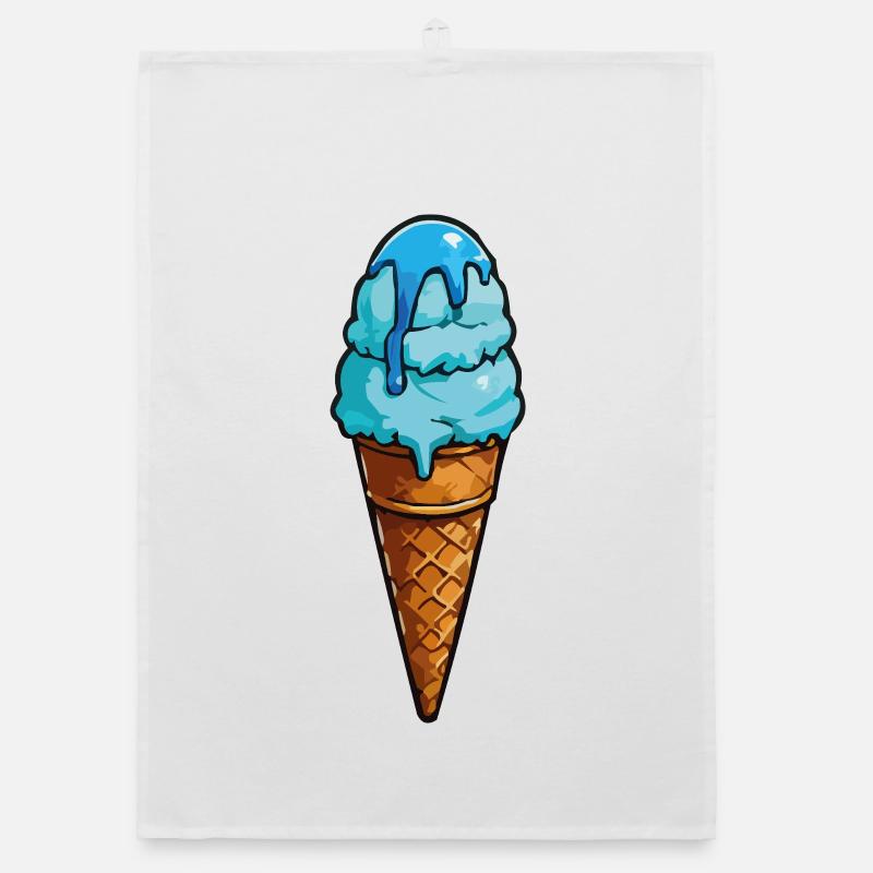 Blaues Eiscreme Cartoon Eiswaffel Organic Geschirrtuch