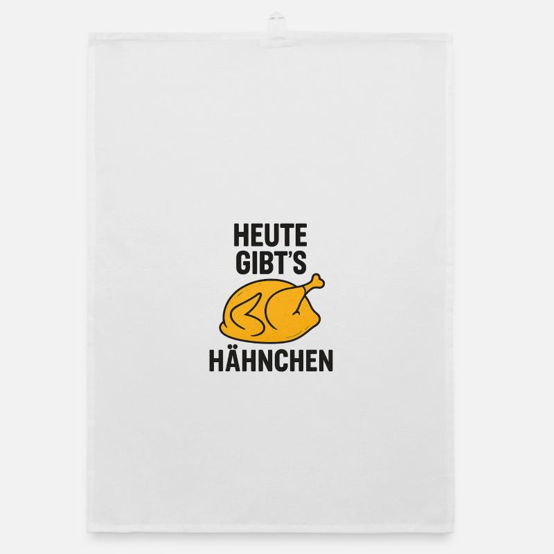 Heute_gibts_Hähnchen - Organic Geschirrtuch - Weiß