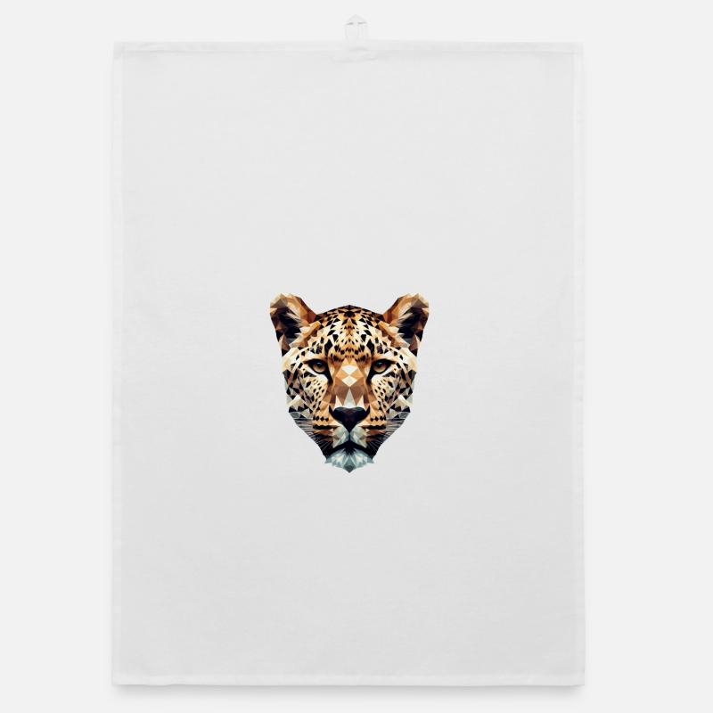 A leopard head in polygon style Organic dish towel