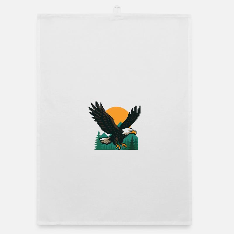 Eagle Pixel – Sunset in the mountains Organic dish towel