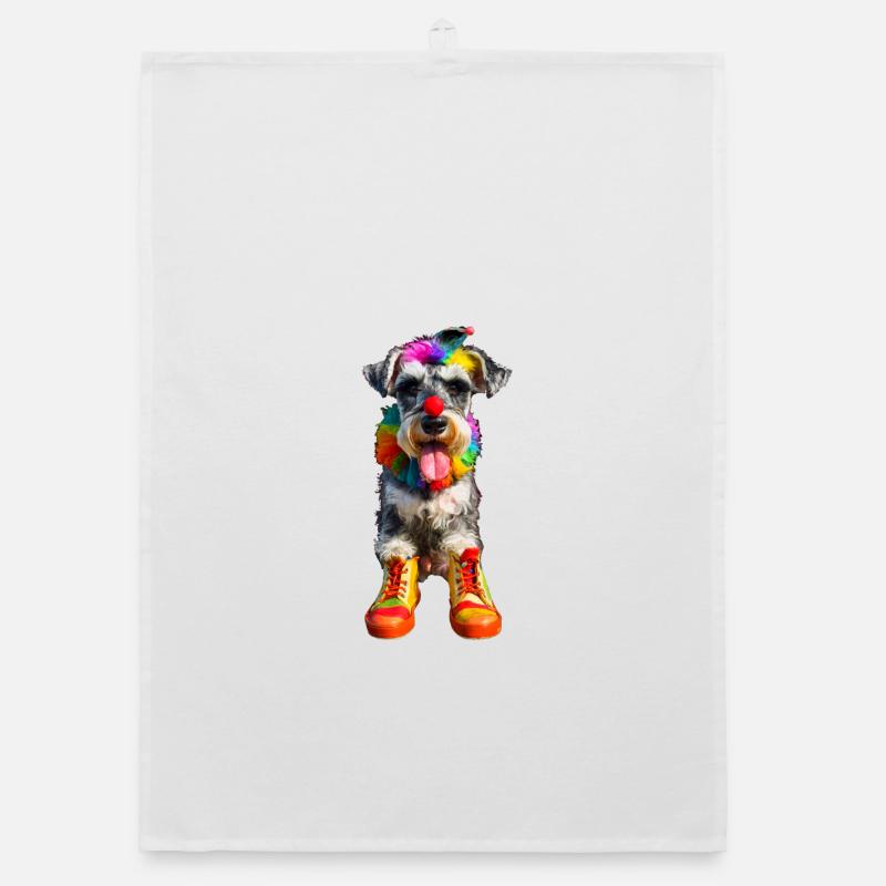 Schnauzer Clown Organic dish towel