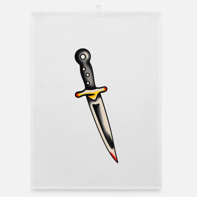 Classic Tattoo Dagger Organic dish towel