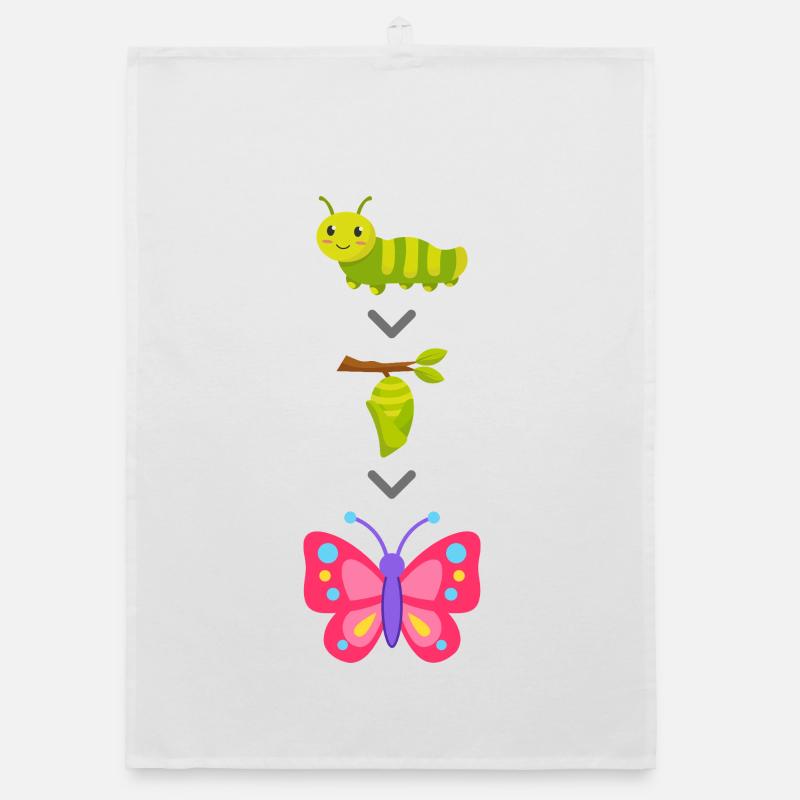 Caterpillar to Butterfly Transformation Organic dish towel