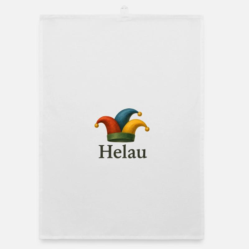 Helau Karneval Jester Hut - Organic Geschirrtuch - Weiß
