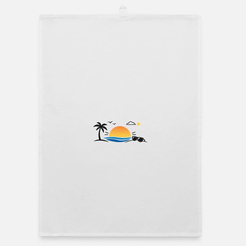 Coucher de soleil sur la plage de palmiers Torchon bio