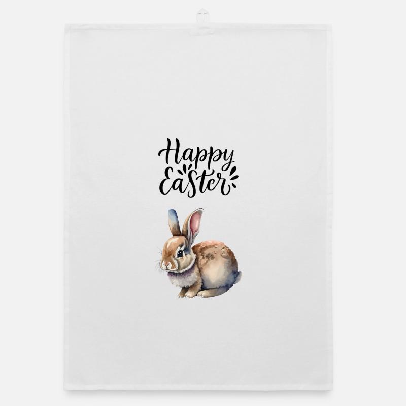 Joyeux lapin de Pâques Torchon bio