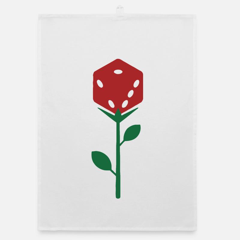 Dice Rose Bloom Botanical Illustration Organic dish towel