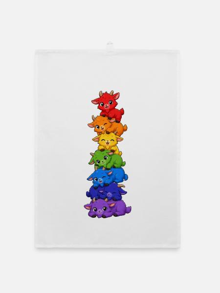 Regenbogen-qualle Pride Kawaii Niedlich Lgbtq - Organic Geschirrtuch - Weiß