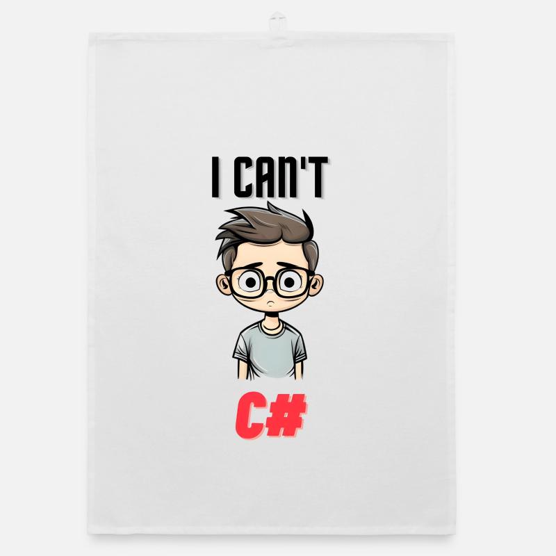 I can't C# - Organic Geschirrtuch - Weiß
