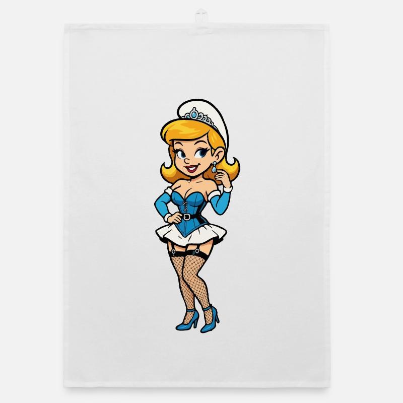 Blaue Gnomenfrau Organic Geschirrtuch